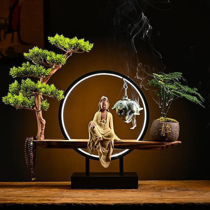 Serenity Buddha Backflow Incense Fountain - Peaceful Home Retreat Kit