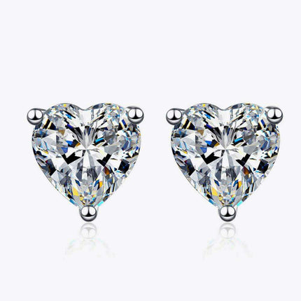Heart-Cut Moissanite Stud Earrings in Sterling Silver Elegance