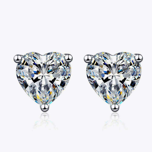 Heart-Cut Moissanite Stud Earrings in Sterling Silver Elegance