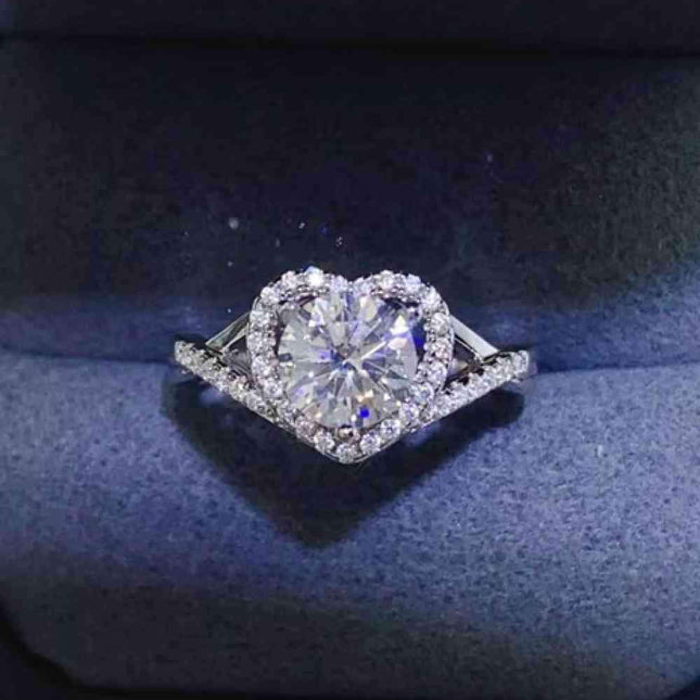 Heartfelt Lab-Diamond Ring with Dazzling Zircon Accents - A Modern Classic