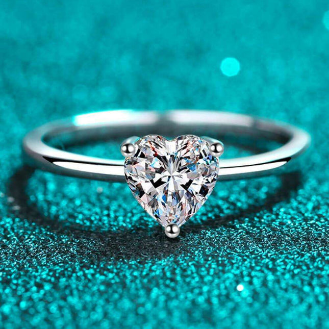 Heart's Desire Lab-Diamond Silver Solitaire Ring
