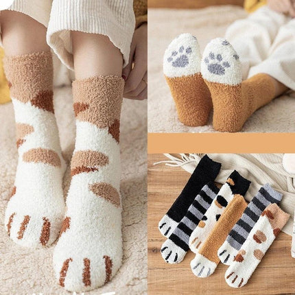 Adorable Furry Paws Women's Fleece Socks - Snuggly and Charming for Cozy Feet