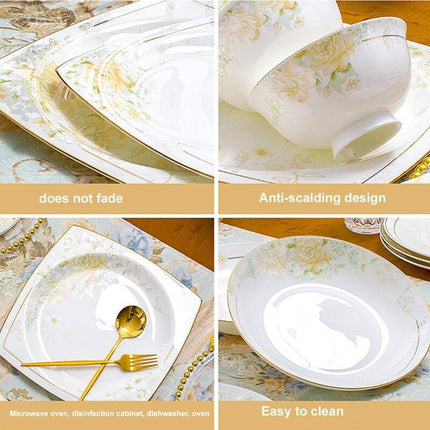 Elegant 60-Piece Korean Porcelain Dining Set for Upscale Dining Experiences