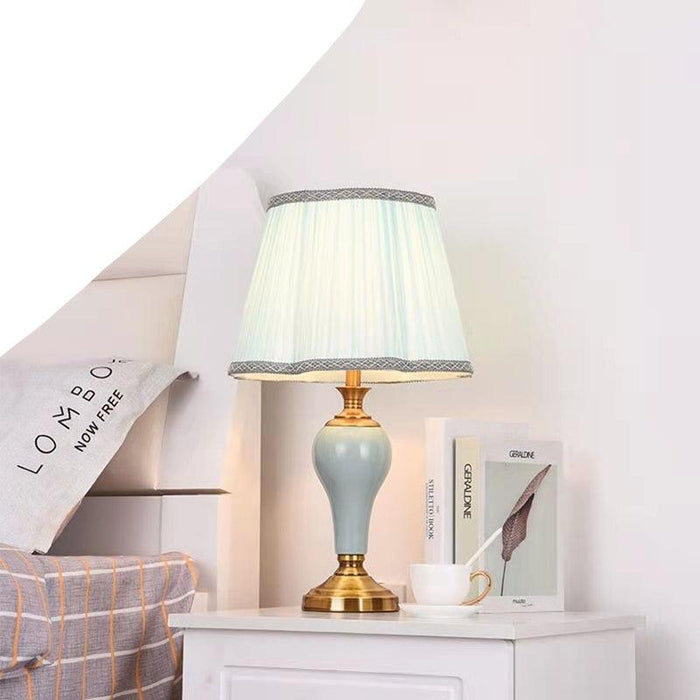 Sophisticated Metal Base Table Lamp with Fabric Shade for Elegant Home Lighting