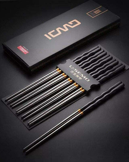 Stylish Eco-Friendly Stainless Steel Sushi Chopsticks Collection - Set of 10