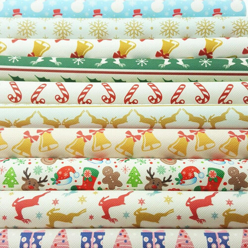 Christmas Bow Print Leather Sheets for Festive DIY Crafting