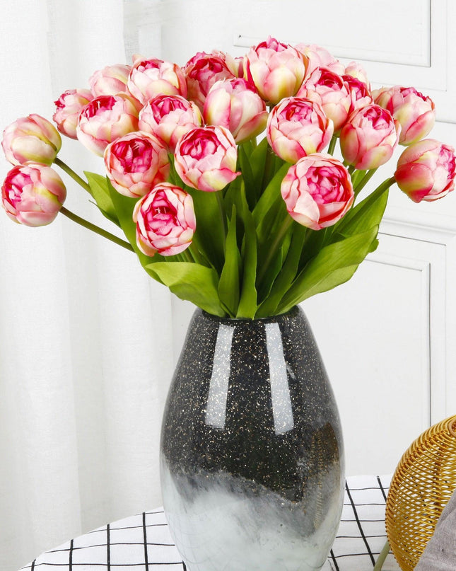 Luxurious 6-Piece Silk Tulip Flower Arrangement for Elegant Home Styling