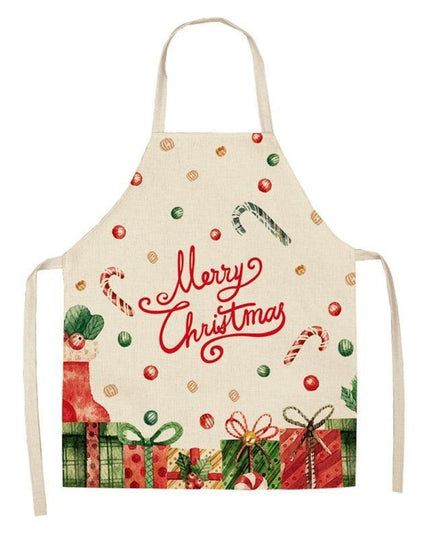 Merry Christmas Linen Cooking Apron - Essential Festive Attire & Gift Idea