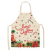 Linen Merry Christmas Apron - Festive Home Kitchen Decor