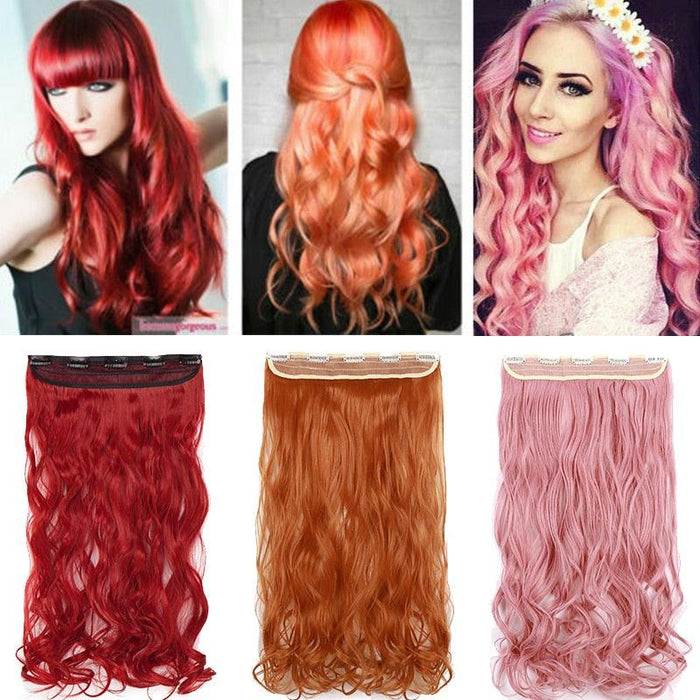 BENEHAIR Synthetic Hairpieces 24&quot; 5 Clips In Hair Extension One Piece Long Curly Hair Extension For Women Pink Red Purple Hair-0-Très Elite-4A-24-24inches-CHINA-Très Elite