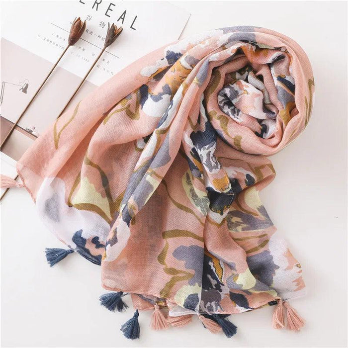 Blue and White Porcelain Print Cashmere Blend Shawl Wrap - Timeless Elegance for All Occasions