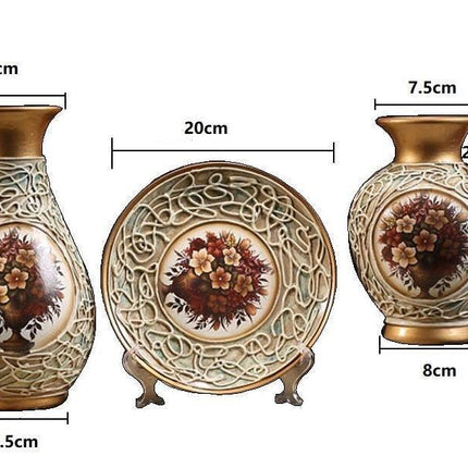 Elegant European Trio: 3D Ceramic Vase Collection for Chic Home Styling