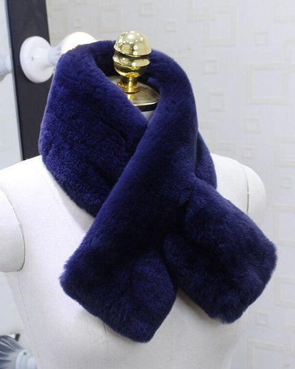 Exquisite Rex Rabbit Fur and Leather Korean Winter Wrap