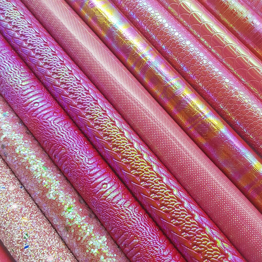 Red Glitter Holographic Fabric Sheets for Crafting and Sewing