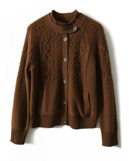 Korean Chic Cashmere High-Neck Sweater Coat for Timeless Elegance