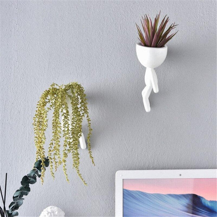 Chic Hanging Vase Set with Nordic Flair in White Resin - Stylish Home Decor