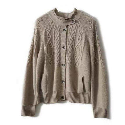 Korean Chic Cashmere High-Neck Sweater Coat for Timeless Elegance