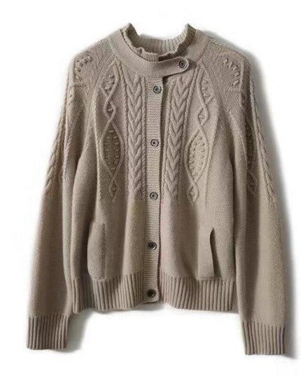 Korean Chic Cashmere High-Neck Sweater Coat for Timeless Elegance