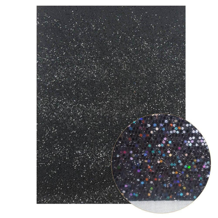 Chunky Glitter Black Faux Leather Crafting Sheets - DIY Accessories Set