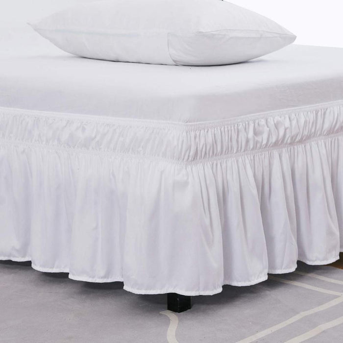 Hotel Bed Skirt with Wrap Around Elastic Band for Effortless Installation