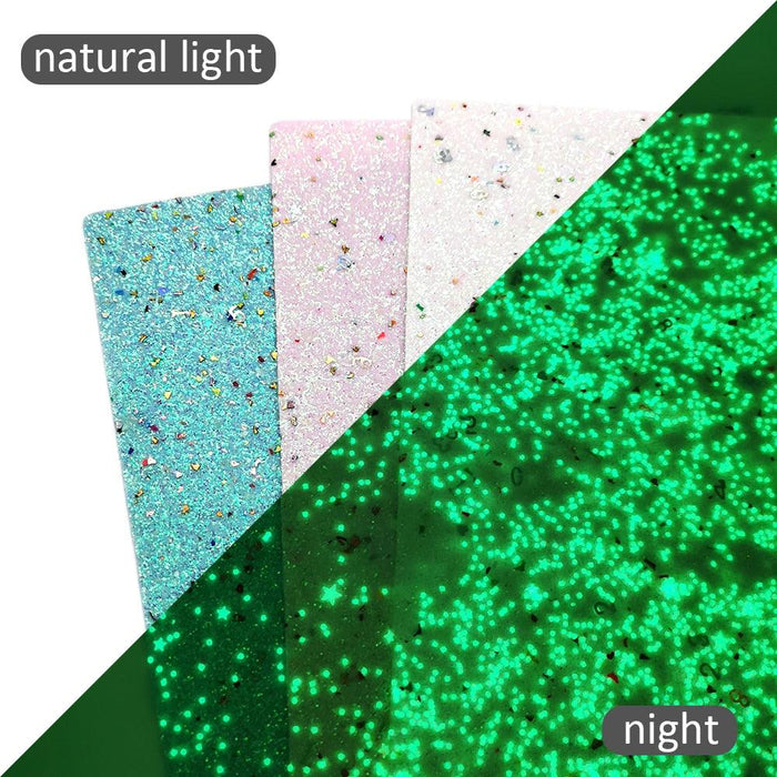 Glimmering Glow-in-the-Night Chunky Glitter Faux Leather - DIY Crafting Must-Have