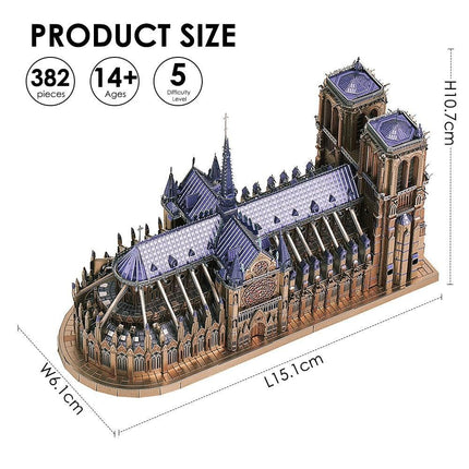 Notre Dame Cathedral 3D Metal Puzzle Kit for Adults - Engaging DIY Assembly Experience