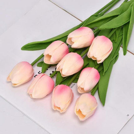 Lifelike PU Tulip Floral Arrangement - 5-Piece Set for Stylish Home Accents