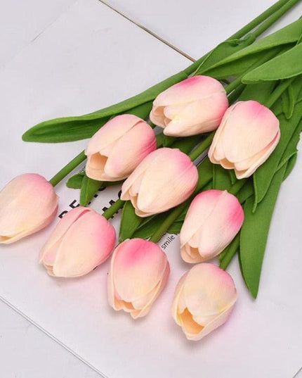 Lifelike PU Tulip Floral Arrangement - 5-Piece Set for Stylish Home Accents