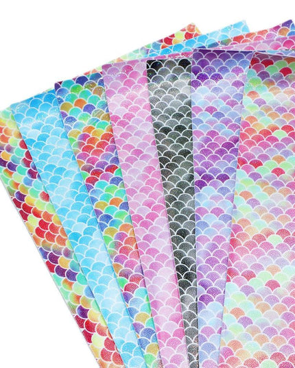 Enchanting Mermaid Scale Laser Etched Faux Leather Crafting Sheet for Creative Projects