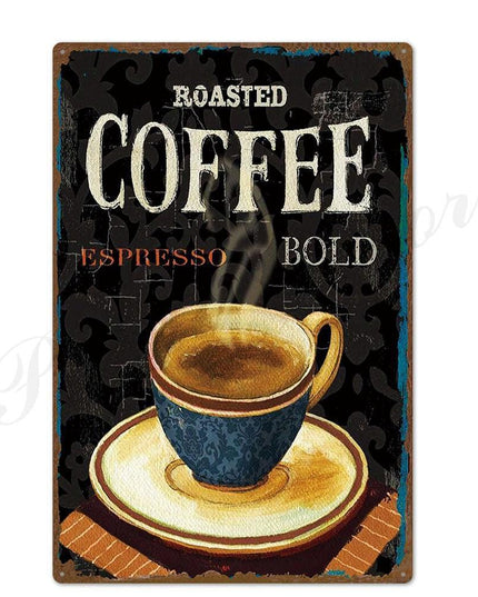 Retro Coffee House Metal Art Sign - Timeless Decor for Cafes, Bars, and Homes