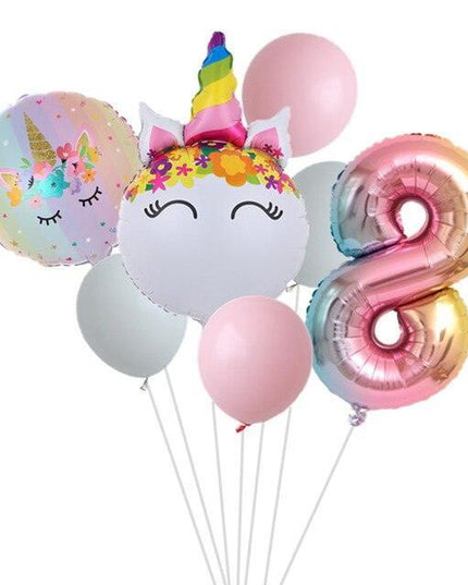 Enchanted Unicorn Number Balloon Set for Joyful 1-4 Year Celebrations