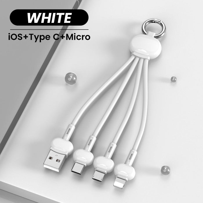 3-in-1 Keychain USB Charging Cable for iPhone and Xiaomi Redmi - Ultimate Portable Charging Solution