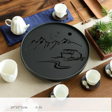 Heritage Elegance: Luxurious Ceramic Metal Kung Fu Tea Tray Set - Très Elite