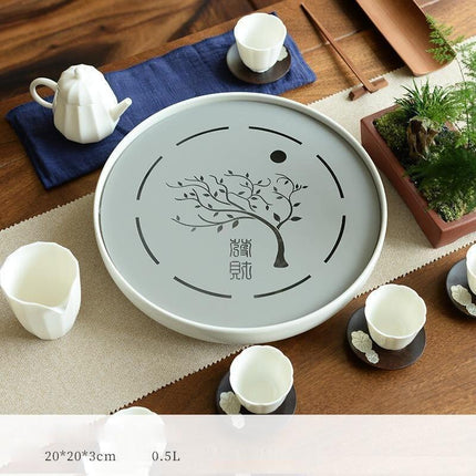 Heritage Elegance: Luxurious Ceramic Metal Kung Fu Tea Tray Set - Très Elite