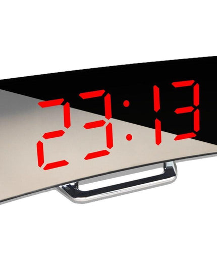 Sleek Curved LED Digital Alarm Clock with Thermometer and Custom Snooze Settings