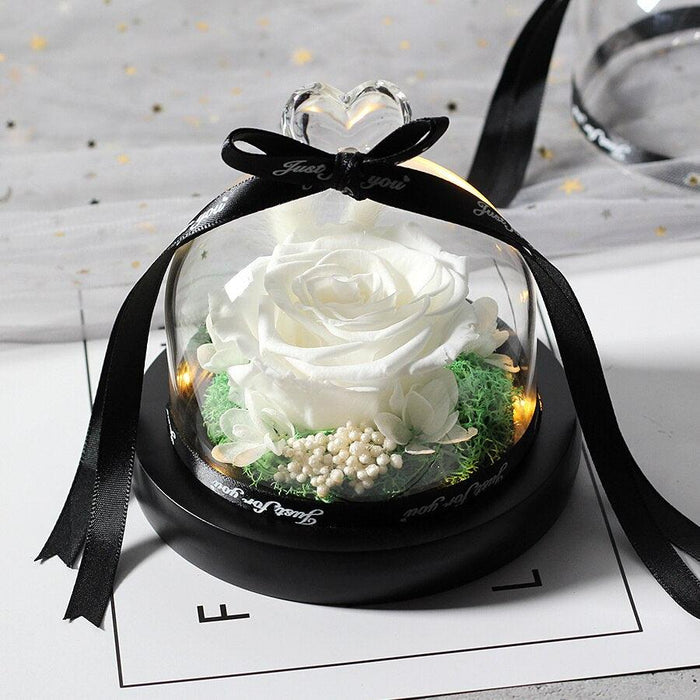 Eternal Rose Glow: Preserved Flower in Lighted Glass Dome
