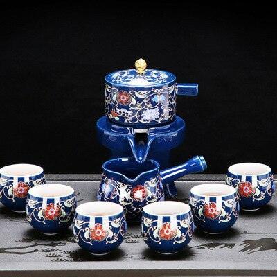 Elegant Ceramic Tea Set with Innovative Anti-Scald Rotating Teapot