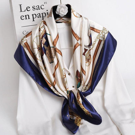 Elegant 90x90cm Silk-Feel Scarf for Women - Luxurious and Versatile Accessory