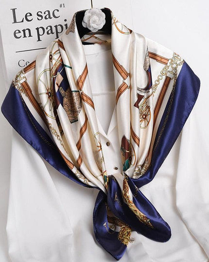 Elegant 90x90cm Silk-Feel Scarf for Women - Luxurious and Versatile Accessory