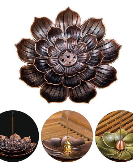 Lotus Harmony Incense Burner: Premium Zinc Alloy Coil Plate for Tranquil Spaces