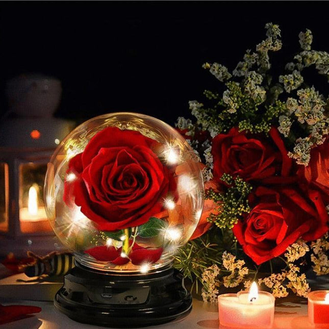 Eternal Glow Rose Dome - Illuminated Floral Beauty