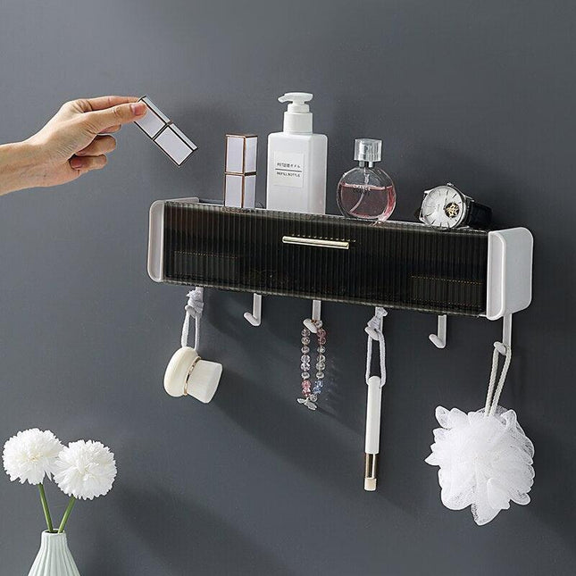 Versatile Kitchen and Bathroom Storage Rack with Drawer and Hooks