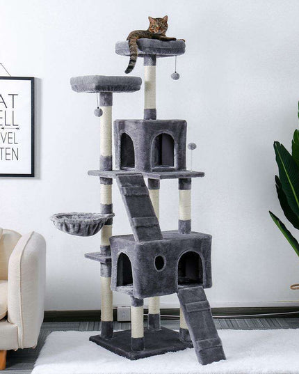 Luxurious Multi-Level Cat Tower: Stylish Oasis with Plush Beds and Sturdy Scratch Posts