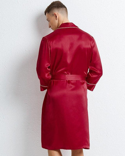 Silken Serenity Kimono Nightgown: Luxe Sleepwear for the Modern Groom