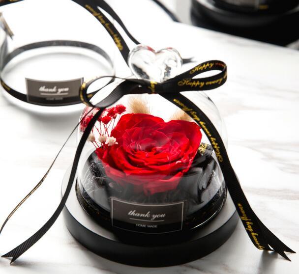 Enchanted Rose Glass Dome with Twinkling LED Lights