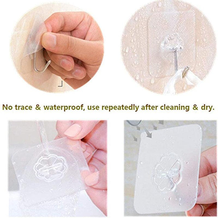 Clear Adhesive Hooks Set for Bathroom and Kitchen Organization (1-30 Pieces)