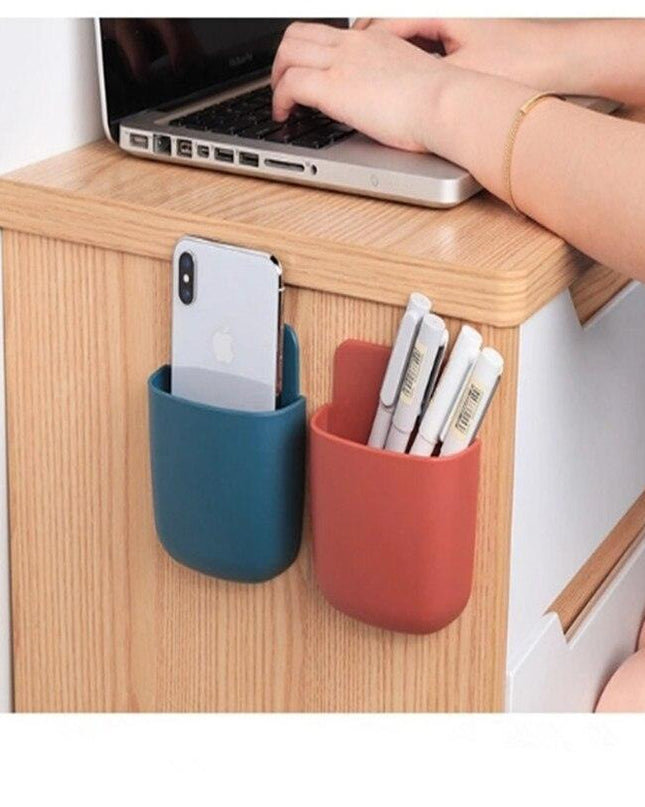 Versatile Wall-Mounted Organizer with Built-In Phone Charger and Remote Holder