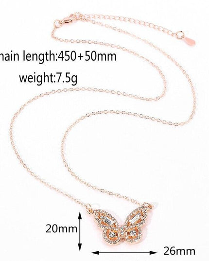 Elegant Rose Gold Butterfly Pendant Necklace with Dazzling Cubic Zirconia Accents