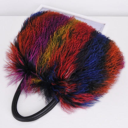 Opulent Wool & Fur Handbags: Exquisite Blend of Mongolian, Australian, and Tibet Lamb Textures