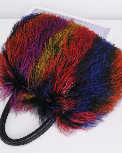 Opulent Wool & Fur Handbags: Exquisite Blend of Mongolian, Australian, and Tibet Lamb Textures